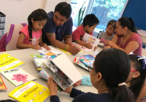 Parents and children reading together