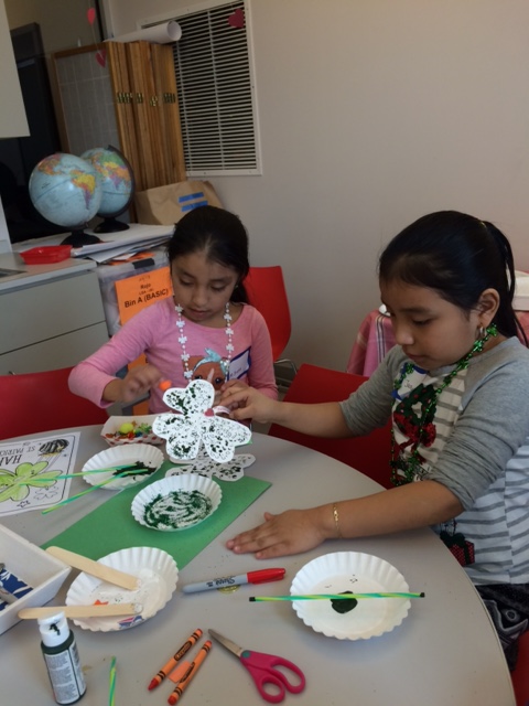 Children work on art project